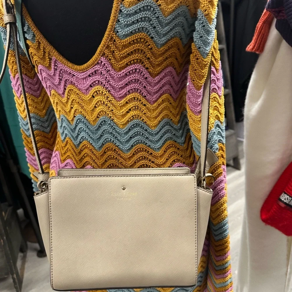 Kate Spade New York Saffiano Leather Crossbody Bag | Neutral Beige
